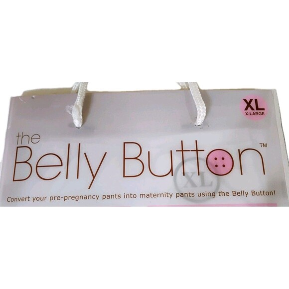 Brand NEW XL White "The Belly Button" Maternity Extender Converts Pre Baby Pants - Picture 3 of 6